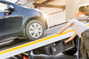 Car being towed